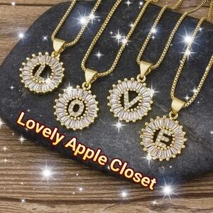 Crystal Circle Initial Necklace